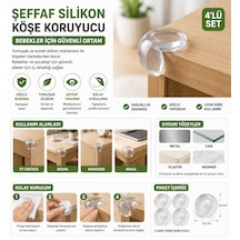 Şeffaf Silikon Top Şekilli Köşe Koruyucu Bebek Güvenlik Masa Kenar Koruyucu 4'lü Set