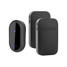 Mufunye Siyah Ev Dışı Su Geçirmez Kablosuz Zil - 180m Uzaklıkta 38 Akor Müzik, 1 Transmitter 2 Alıcı, Pil Gerektirmeyen Kendinden Elektrik Üreten Akıllı Zil Avrupa Standartı Siyah