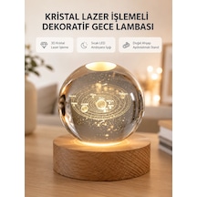 Zenvia Usb Bağlantılı Işıklı Kristal Küre Modern Ahşap Tabanlı Dekor Znv2026