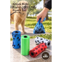 12 Adet Köpek Dışkı Poşeti 30x21 Cm Renkli Set