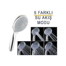 5 Fonksiyonlu Büyük Başlı El Duşu Duş Başlığı - Farklı Püskürtme Modları - Yüksek Kaliteli Abs Krom Kapl Diğer