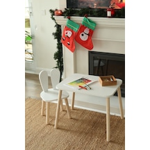 The White Kids 1 Masa + 1 Sandalye (Çocuklar için Yaz-Sil Montessori Aktivite ve Etkinlik Masa Sandalye Takımı)
