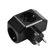 Plus Topraklı Üçlü Yonca Fiş-priz Siyah