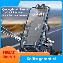 H08 Bisiklet Telefon Tutucu | Gidon Bağlantılı, Titreşim Emici, 4.7–7.2 İnç Uyumlu, CNC Alüminyum Gövde
