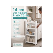 4'lü Slim Dar Alan Organizer Raf, Tekerlekli Çok Amaçlı Mutfak Ve Banyo Düzenleyici Beyaz Diğer
