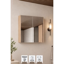Milano 60 Cm, Banyo Dolabı, Üst Modül, Aynalı Dolap, Atlantis Meşe Beyaz - Sonomo