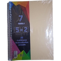 5+2 Ayraçlı Defter 7 Konulu 175 Yaprak 1 Adet 5 Kareli 2 Çizgili Spralli Plastik Kapak Seperatörlü Krem