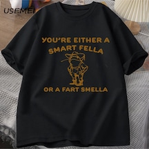 Flood Of Style Bir Akıllı T-shirts T-shirt Boy Retro Karikatür T Shirt Garip Kovboy Kurbağa T Shirt Kadın Er Siyah