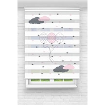 Perdecizade Enxboy Pembe Balonlu Dijital Baskılı Zebra Perde-cocuk Odası-stor Perde Renkli