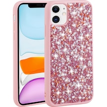 More Tr Apple Uyumlu iPhone 12 Uyumlu Parlak Taşlı Tasarım Mtr Linea Kılıf-pembe