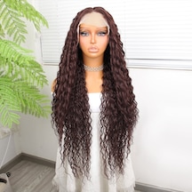 Afro Dalga Kahve Fiber Sentetik Tül Peruk - Zmff-582346 Renkli