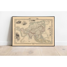 Pegziz Pgzznm203 Asya Kıtası 1851 Haritası Sanatsal Duvar Dekorasyon Poster 60x90cm. Diğer