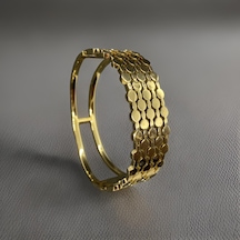316l Antialerljik Gold Renk Madalyon Desen Şık Ve Parlak Çelik Kadın Bileklik - 1245 Gold