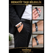 Hematit Taşı Bileklik - Doğal Taş Bileklik - Özel Seri Model Gri Gri