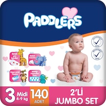 Bebek bezi 3 Numara (4-9 Kg) Midi 70x2 Adet 2'li Jumbo Set, Hassas Ciltlere Uygun