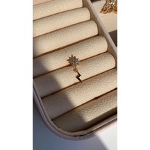 Tragus Piercing Çelik Paslanmaz Taşlı Şimşek Detaylı Gold - 647560394 Gold