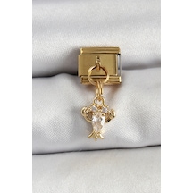 316l Çelik Sallantılı Zirkon Taşlı Yengeç Model Gold Renk Nomination Charm 5886 Çok Renkli