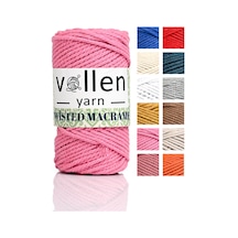Premium 3 Büküm, Taranan Makrome, Pamuk Makrame, Halat Ip, Üç Büküm, Hobi Ipi, 250 Gr, Pembe