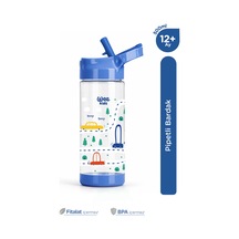 Wee Kids Arabalı Pipetli Çocuk Matarası Okul Ve Kreş Suluğu 500 Ml 12+ Ay Mavi