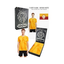 Gsstore Galatasaray Lisanslı Aslan Baskılı Sarı T-shirt Bayrak Ve Lazer Kutu Hediyeli Sarı