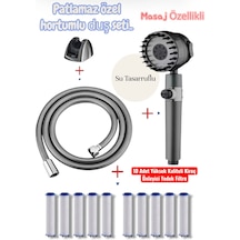 Gri Özel Duş Seti Patlamaz Hortum Kireç Önleyici Başlık 2 Katlı Gri