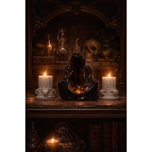 Dekoratif Obje Seti Gölgenin Prensi Biblo, 2 Sütun Mumluk-3 Tealight Mum Gotik Ve Şık Ev Dekoru Siyah - 856667581