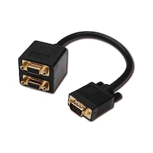 VGA Y Splitter Kablosu, 1 x  HD15 erkek - 2 x HD15 dişi yuva, 0.