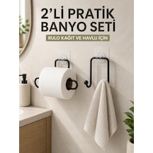 Znv Zenvia Mey İthalat 2 Li Yapışkanlı Banyo Düzenleme Seti Rulo Kağıt Tutucu Ve Havlu Askılığı Znv2025 C Renkli