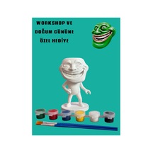 3d Troll Face Figür Boyama Seti - Kendin Boya Hobi Ve Etkinlik Seti - Akrilik Boya + 2 Fırça