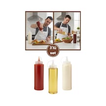 Kapaklı Sızdırmaz Şeffaf Yağdanlık Ve Sosluk 3 Lü Set, Yağ Ketçap Mayonez Şişesi 700 Ml 3 Adet Şeffa Diğer