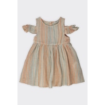 Kız Bebek Çizgi Desenli Oranj Elbise 4239824 2411GB26049