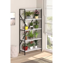 5 Raflı Metal Çiçeklik Modern Saksı Ve Dekoratif Eşya Standı Şık Ve Dayanıklı Tasarım 180 Cm Beyaz