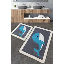 Delfino Banyo Halısı Djt 2 Li Set Yıkanabilir , Kaymaz Taban Banyo Çok Renkli