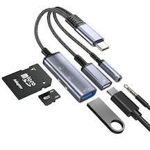 Cr63 Type-c 5in1 Çok Fonksiyonlu Otg Hub 60w Pd Hızlı Şarj, 3.5mm Kulaklık Girişi, Sd & Micro Sd Kart Okuyucu Ve Usb 2.0 Adaptör