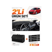 E-biz Hyundai İ30 2012-2016 Uyumlu Torpido Örtüsü + Deri Bagaj Çantası Seti - Siyah - Hu005