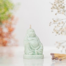 Oturan Buddha Temalı Doğal Soya Wax Mum Yeşil