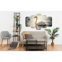 5 Parça Denizde Kuğu Mdf Tablo