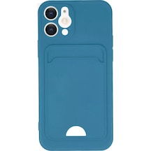 Newface Apple iPhone Uyumlu  12 Kılıf Kelvin Kartvizitli Silikon - Mavi