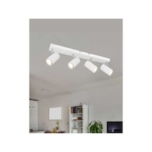 Mylights Dörtlü Led Spot Tavan Plofonyer Hareketli Başlık Beyaz 4lü Tavan Avize Tasarruflu Siyah