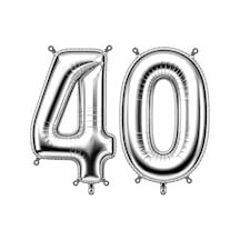 40 Rakam Folyo Balon Gümüş Rengi 76 Cm
