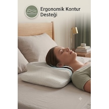 Ergonomik Visco Memory Foam Boyun Destek Yastığı 62x42 Cm Çift Yükseklikli Premium Uyku Yastığı Açık Gri