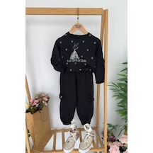 Miniğimin Cicileri Cute Balerina Desenki Fiyonk Detaylı Kız Çocuk 2 Li Takım - Siyah