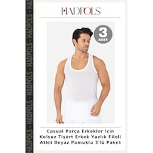 Hadpols Casual Parça Erkekler İçin Kolsuz Tişört Erkek Yazlık Fileli Atlet Beyaz Pamuklu 3'lü Paket