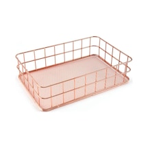 Gül Altın 24.5 16.5cm S/l Boyutu Depolama Sepeti Altın Demir Depolama Sepeti Çok Fonksiy Tel Örgü Masaüstü Depolama Sepet 56702251