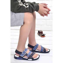 Kiko Şb 2517-26 Orto Pedik Erkek Çocuk Sandalet Terlik Siyah-Mavi Beyaz - Mavi - Siyah
