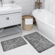 Rovigo Home Baskılı Kaymaz Taban 2 Li Banyo Paspas Takım Rvg5137-100X60-60X50 Çok Renkli