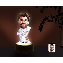 Kişiye Özel Erkek Kasap Karikatürlü Dekoratif 3D Biblo Led Işıklı (481496612)
