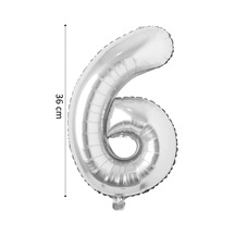 Folyo Balon 6 Rakamı Helyum Balon 36 Cm Gümüş Renk -silver Ballons - 6 Number Ballon Çok Renkli