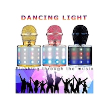 Besthome1 Mavi Kablosuz Bluetooth Mikrofon, 1200mah Pil, Led Işıklı Karaoke, Usb/sd Ses Çalıcı