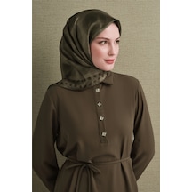 Armine Sura Saf İpek Eşarp 9637 53 Yeşil Puantiye Desen